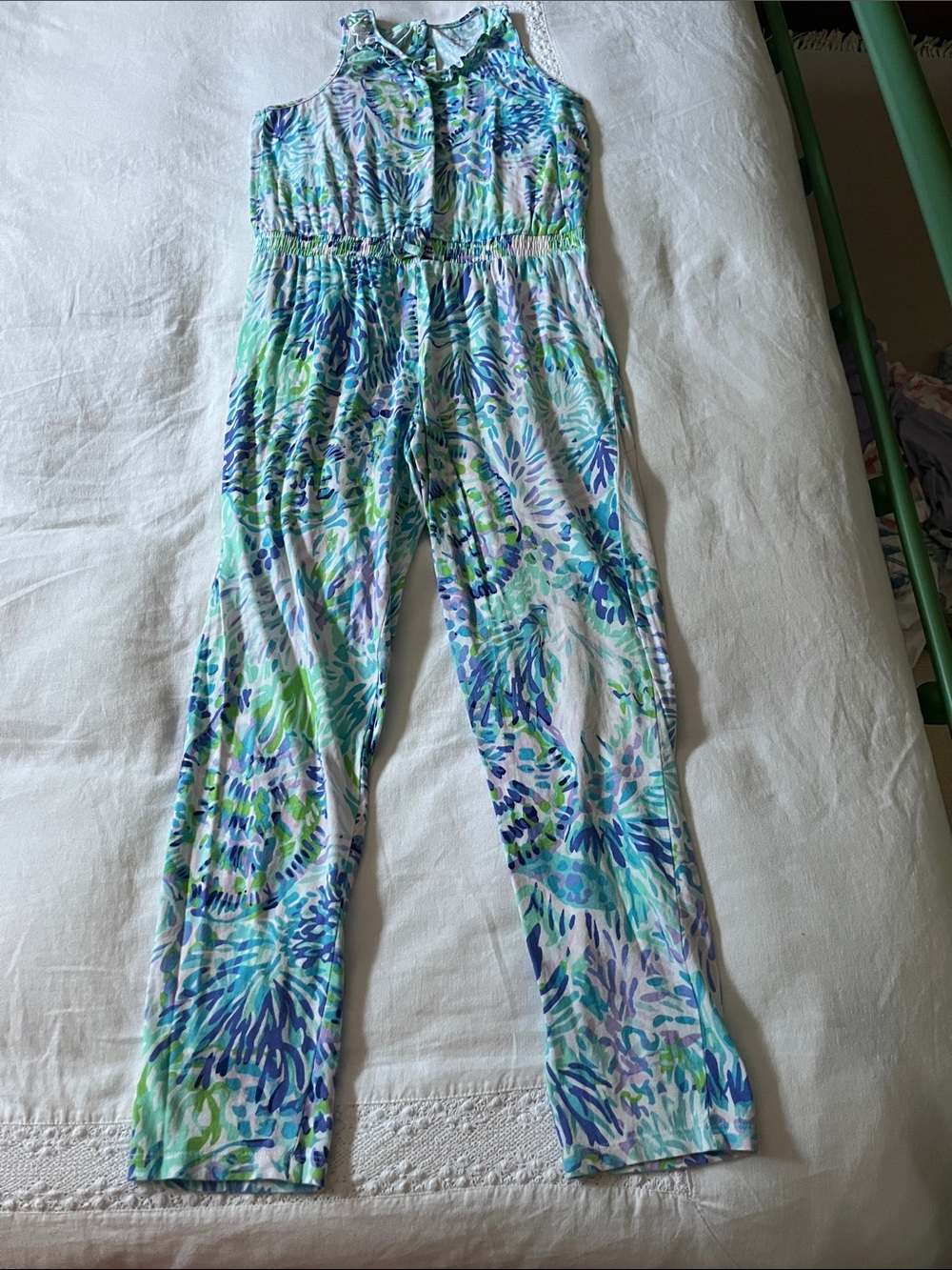 Lilly Pulitzer Vala Cotton Jumpsuit in Shell of a Party Print, Size XL (12-14)